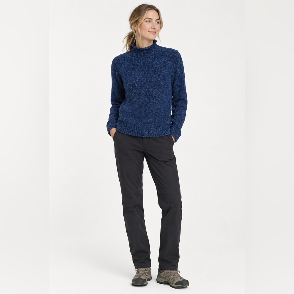 NWT L.L. BEAN Cotton Ragg Sweater Funnelneck Pullover in Bright Blue